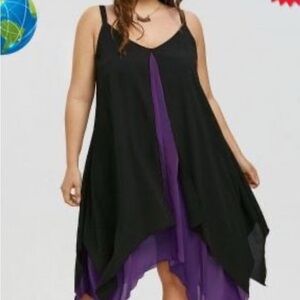 Rosegal Asymmetrical Black and Purple Cocktail Sundress